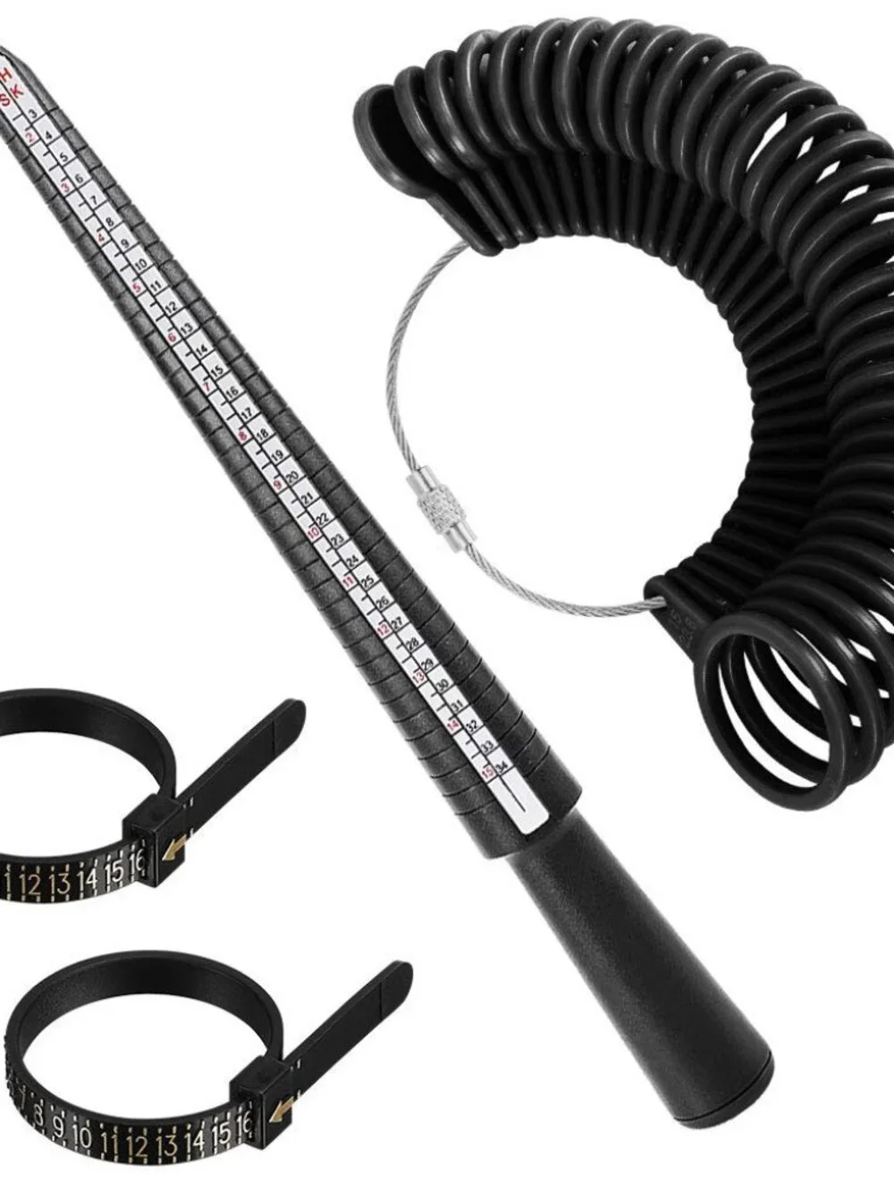 Accmor Ring Size Measuring Tool Includes Plastic Ring Sizer Mandrel Stick, Finge